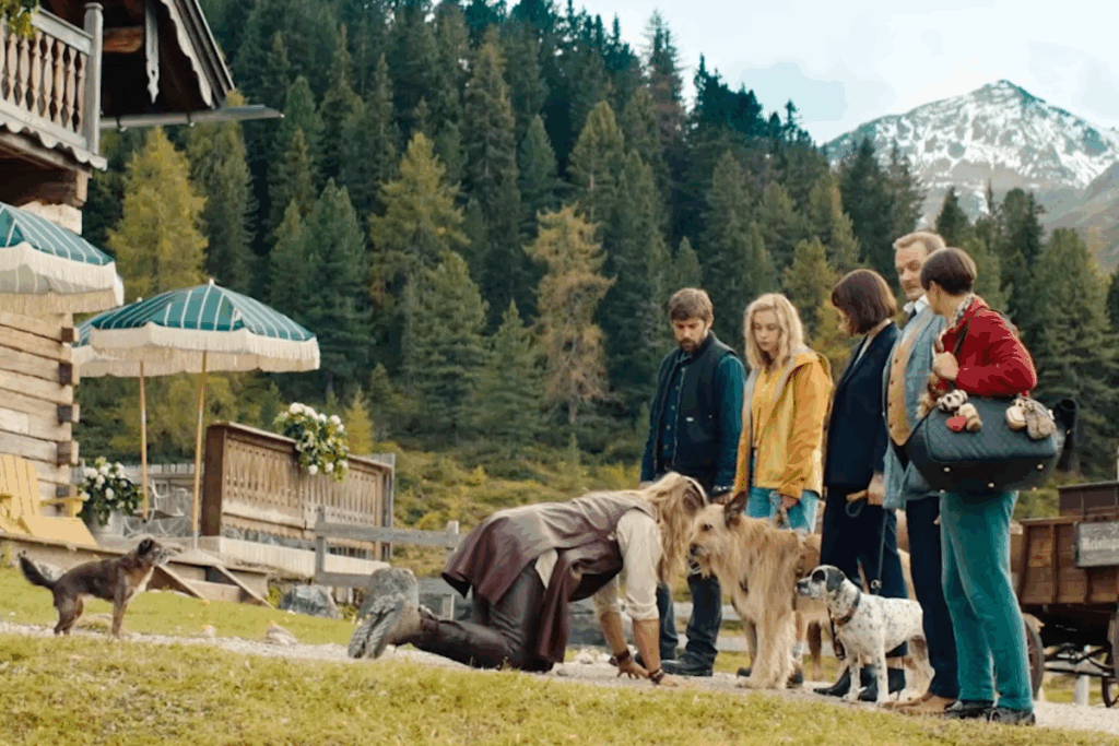 “Comer, Rezar, Ladrar” mostra tutores de cães excêntricos enfrentando seus próprios conflitos durante um treinamento em meio aos Alpes (Imagem: Reprodução digital | Netflix)