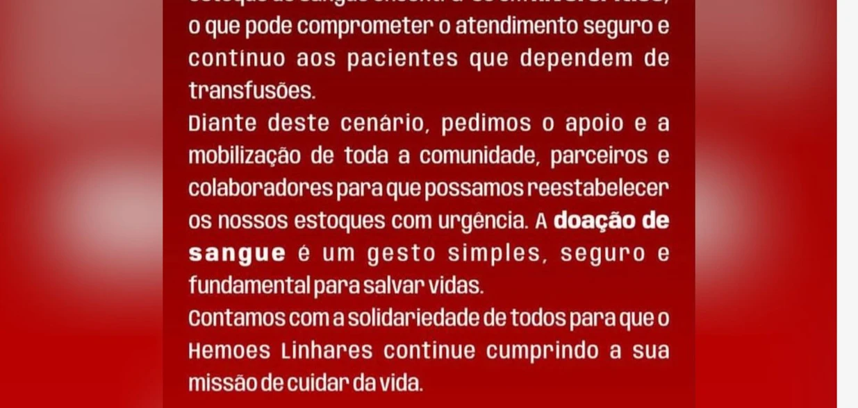 A unidade registrou uma baixa de 20% nas doações nesse início de ano em comparação com o mesmo período do ano passado e segundo a chefe do núcleo todos os tipos sanguíneos estão em nível crítico