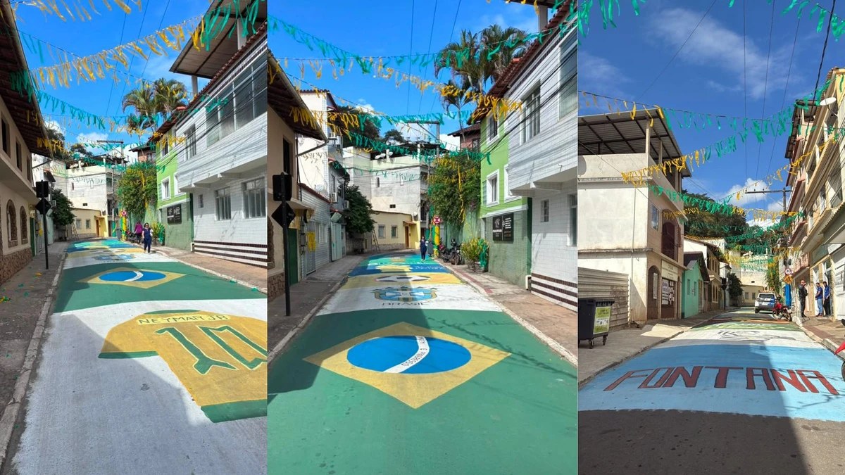 Rua em Santa Leopoldina no clima de Copa do Mundo