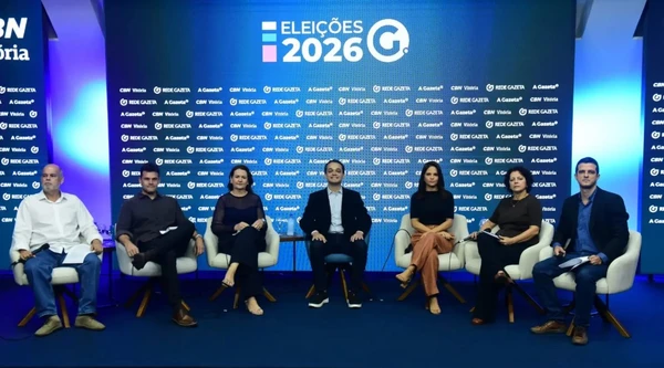 O ex-prefeito Lorenzo Pazolini (Republicanos. ao centro na foto) é o segundo candidato ao governo do ES a participar da sabatina realizada por A Gazeta e CBN Vitória