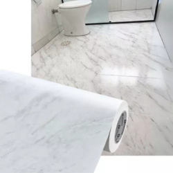 Adesivo Piso Autocolante Lavável Chão Marmore Branco Claro