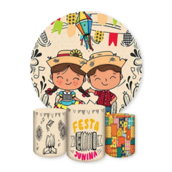 Painel Redondo E Capas De Cilindro Sublimados Festa Junina