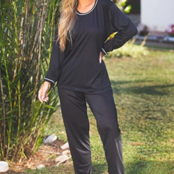 Pijama Confortavel Longo em Malha Suave Lisa | Feminino 177