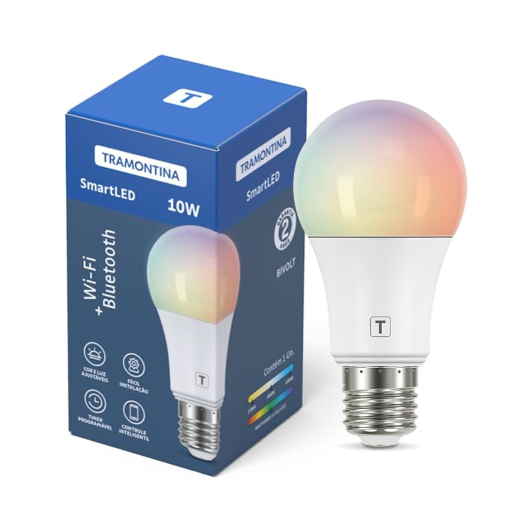 Tramontina Lâmpada Smart​ LED Inteligente com Wi-Fi + Bluetooth​ - Compatível com Alexa e Google Assistente 
