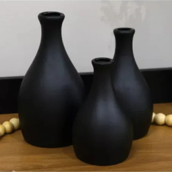 Trio De Vasos Decorativos Em Cerâmica